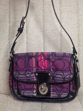 Purple Patterned Crossbody Shoulder Bag